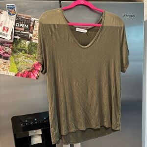 All in Favor Khaki Short Sleeve Top